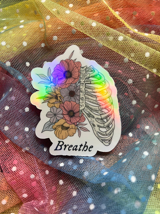 Breathe - skeleton - holographic sticker