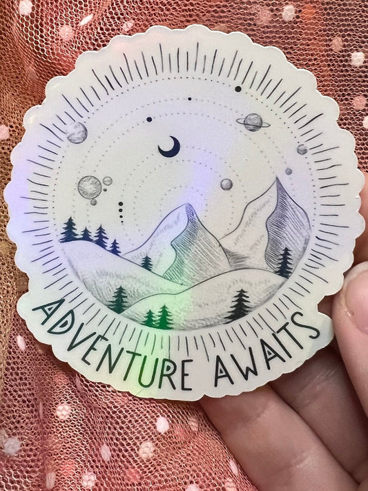 Adventure Awaits - Holographic Sticker
